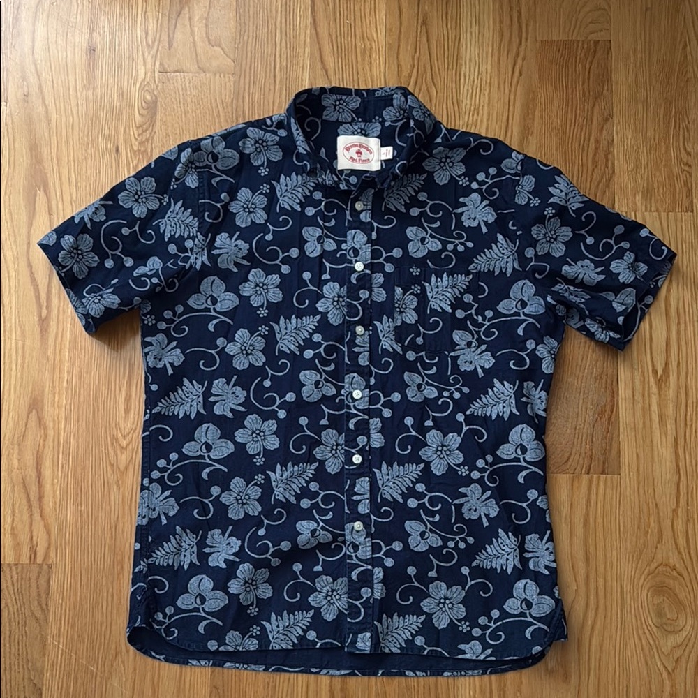 Navy Floral Short Sleeve Shirt